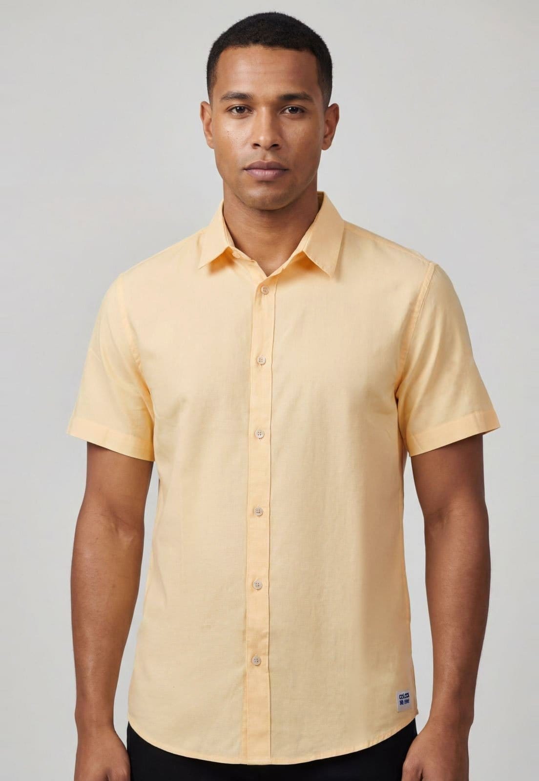 Camisa Masculina Colcci Manga Curta Amarela