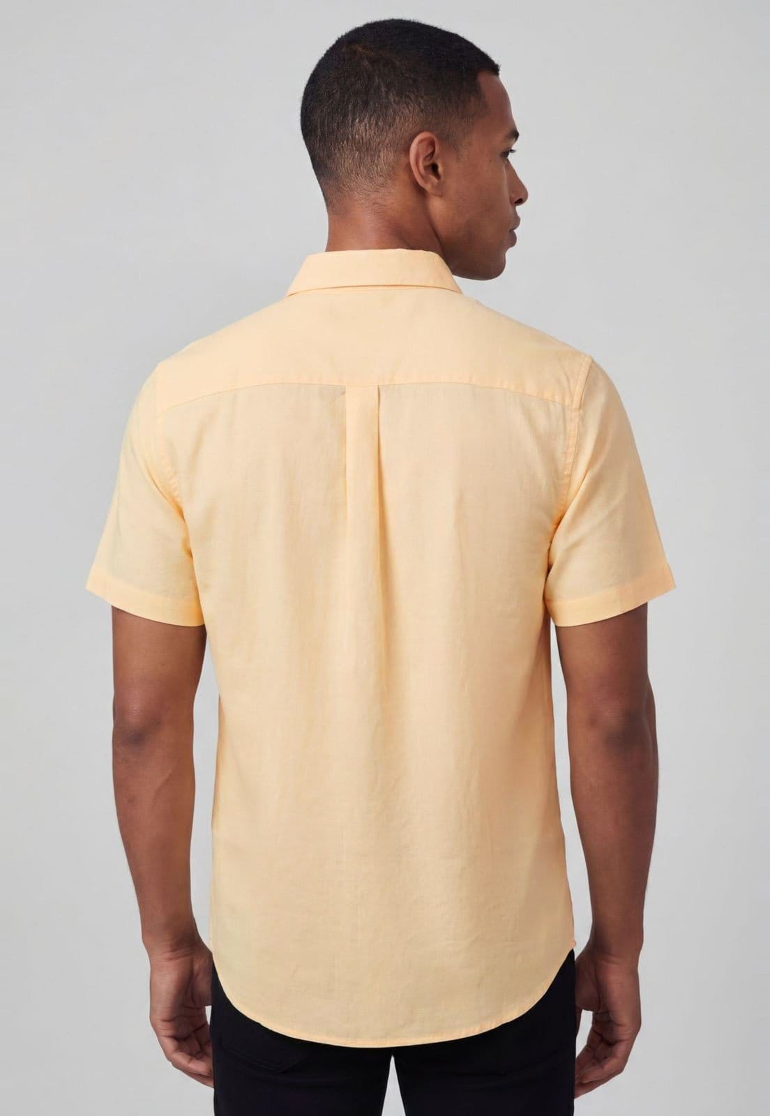 Vista 2 Camisa Masculina Colcci Manga Curta Amarela Colcci amarelo