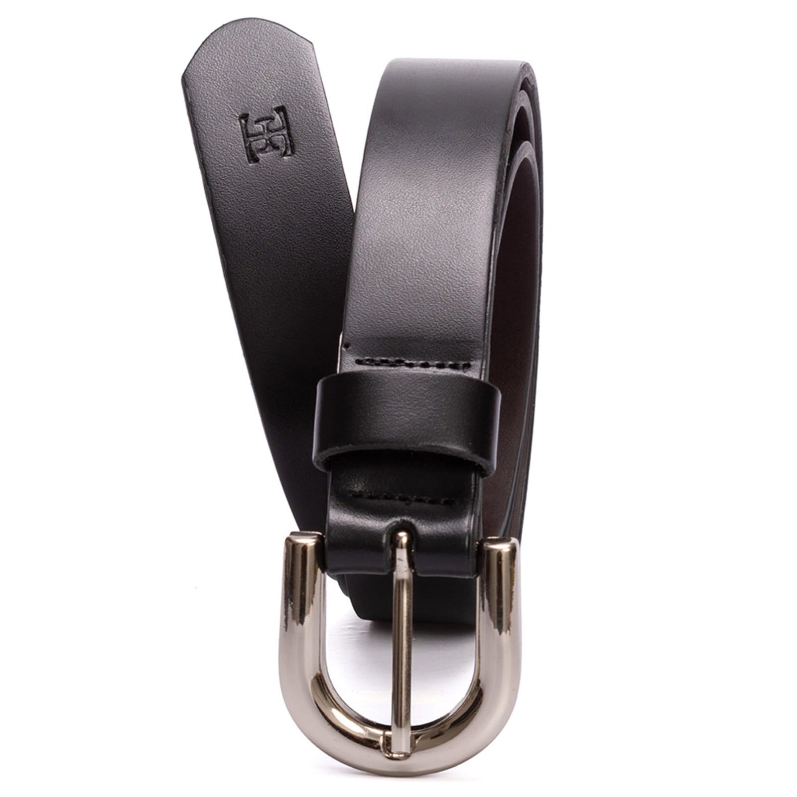 Cinto feminino em couro com fivela niquel na cor