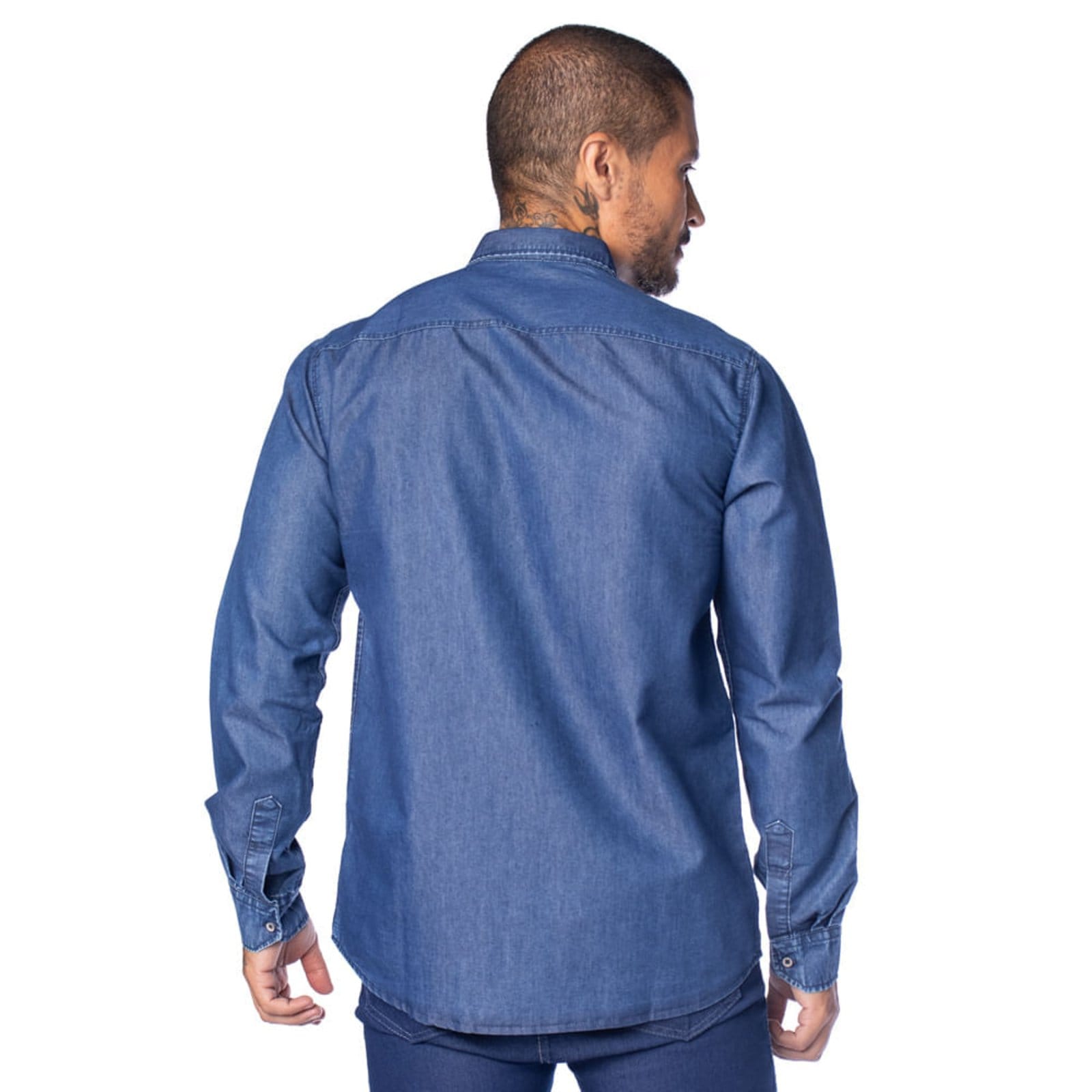 Vista 2 Camisa Masculina Amil Comfort Jeans Bolsos Funcionais Amil azul