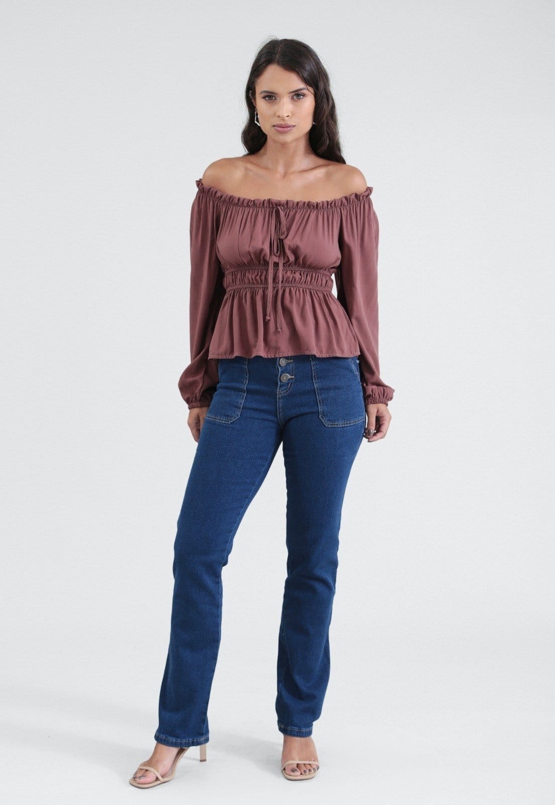 Vista principal Calça Jeans Pop Me Com Elastano E Botões Pop Me azul