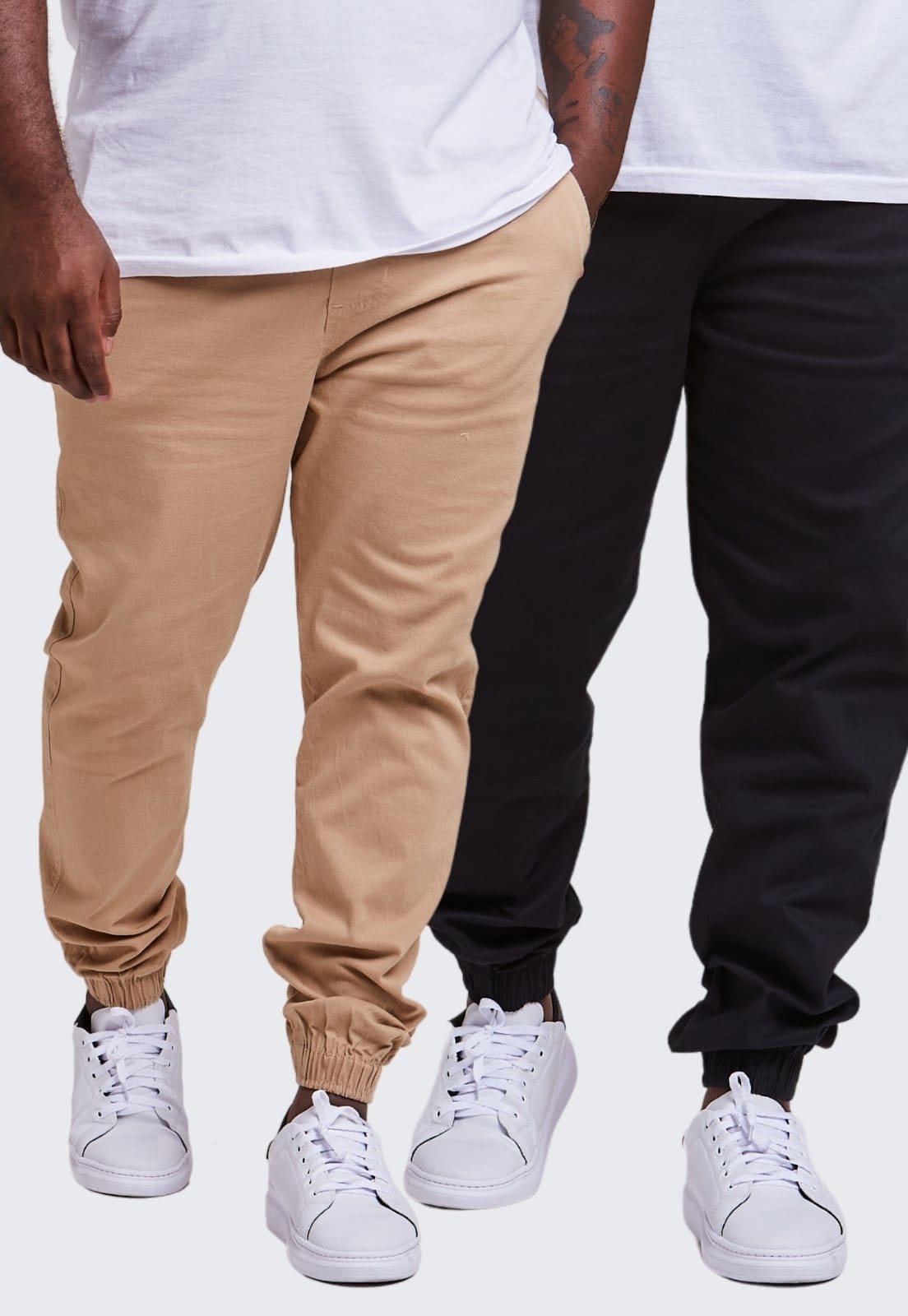 Vista principal Kit 2 Calça Jogger Plus Size Masculina Com Punho Daze Modas e Daze Modas bege/preto