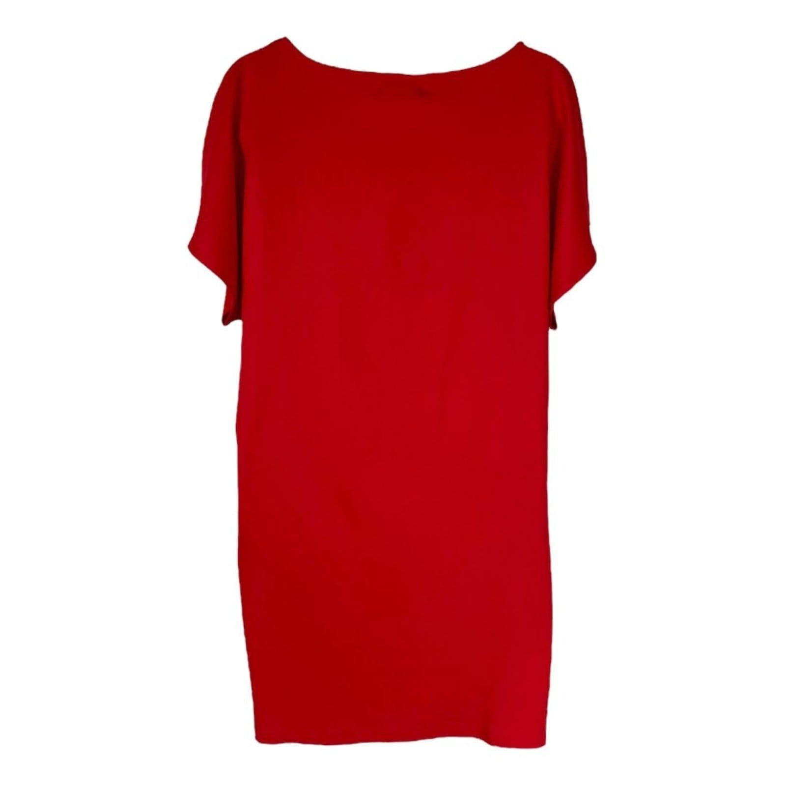 Vista 2 Vestido Comfort édio Gola Canoa Triton Luxury Triton vermelho