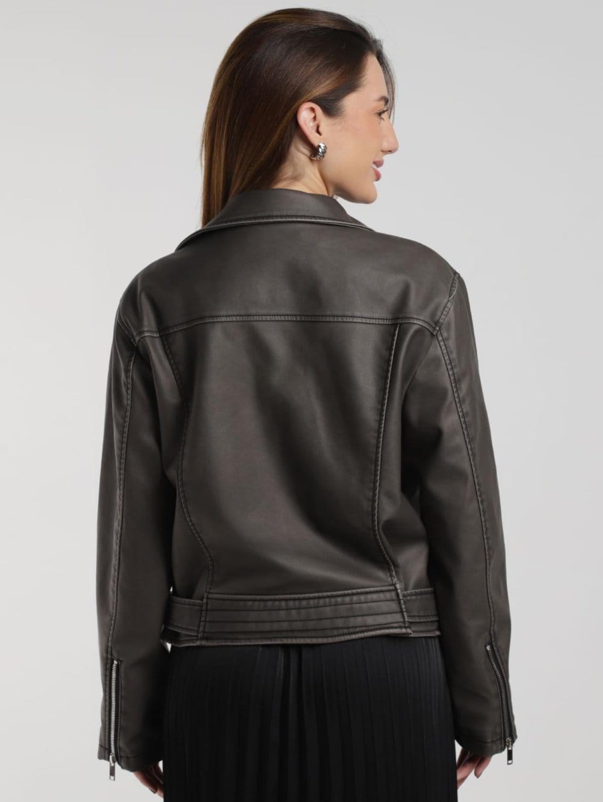 Vista 2 Jaqueta Biker Estonada Autentique Feminina Autentique preto