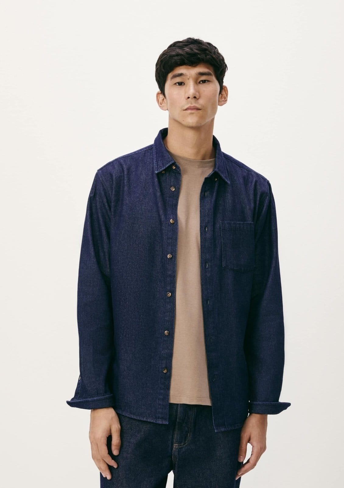 Vista principal Camisa Masculina Raw Denim Hering azul denim