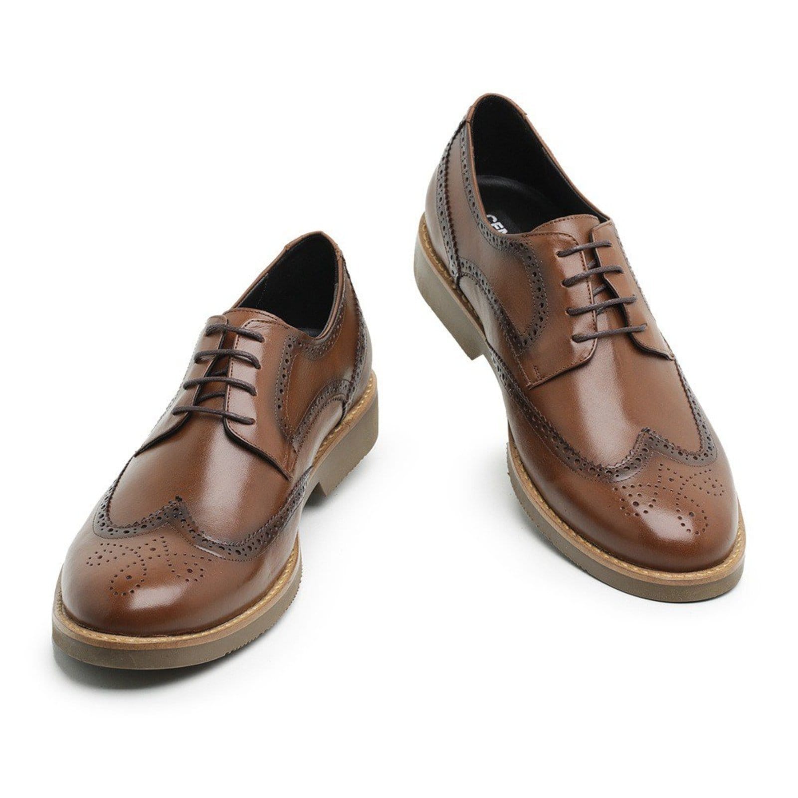 Vista 2 Sapato Brogue Centuria Tamanho Especial Couro Whisky Centuria Calçados marrom