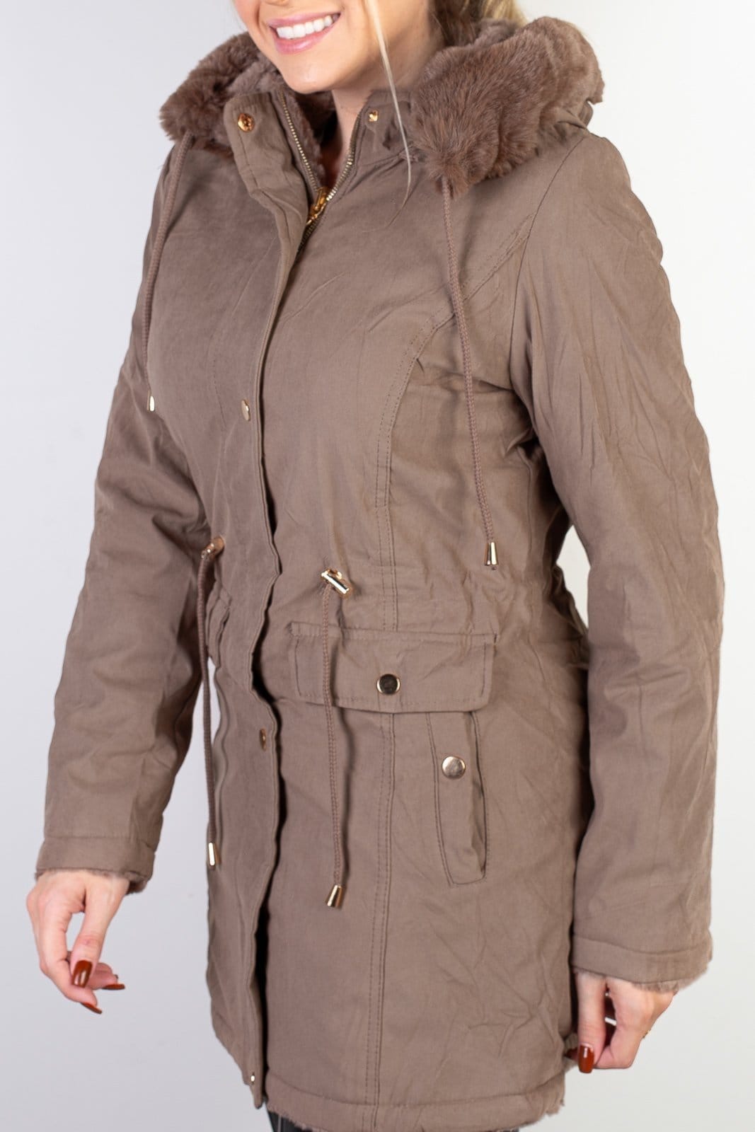 Vista 2 Jaqueta Enluaze Feminina De Sarja Reversível 84282 Claro Enluaze marrom