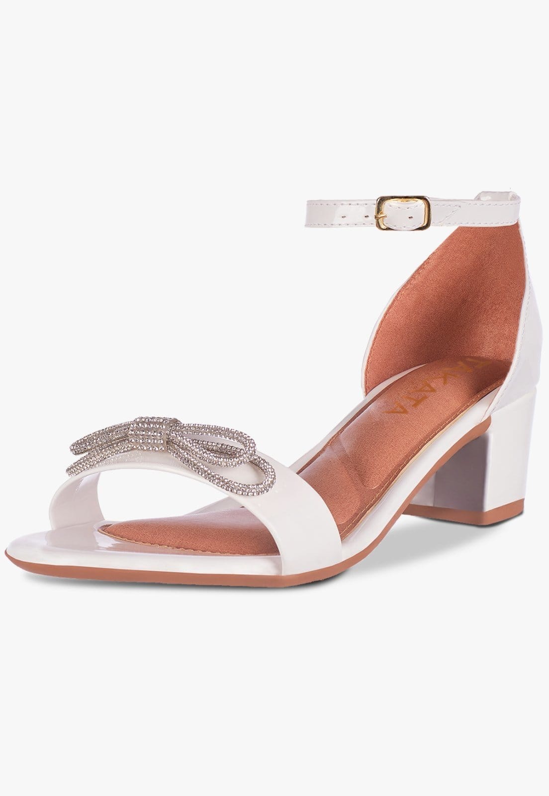 Sandália Feminina Salto Quadrado Grosso Bloco Baixo Laço Cristal Confortável Sapato Festa elegante