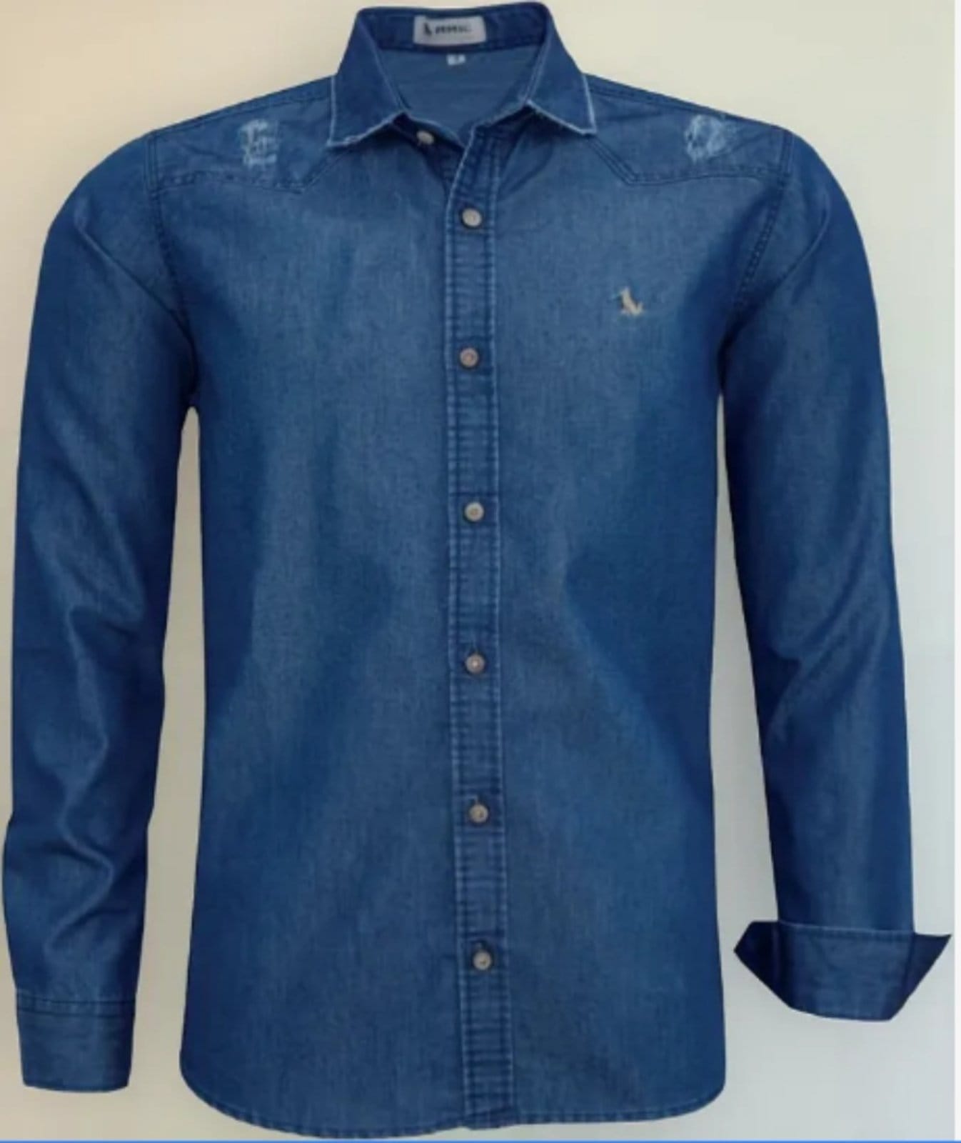 Vista 2 Camisa Jeans Amil Comfort Elite Macia Manga Longa Luxo Marinho Amil azul marinho