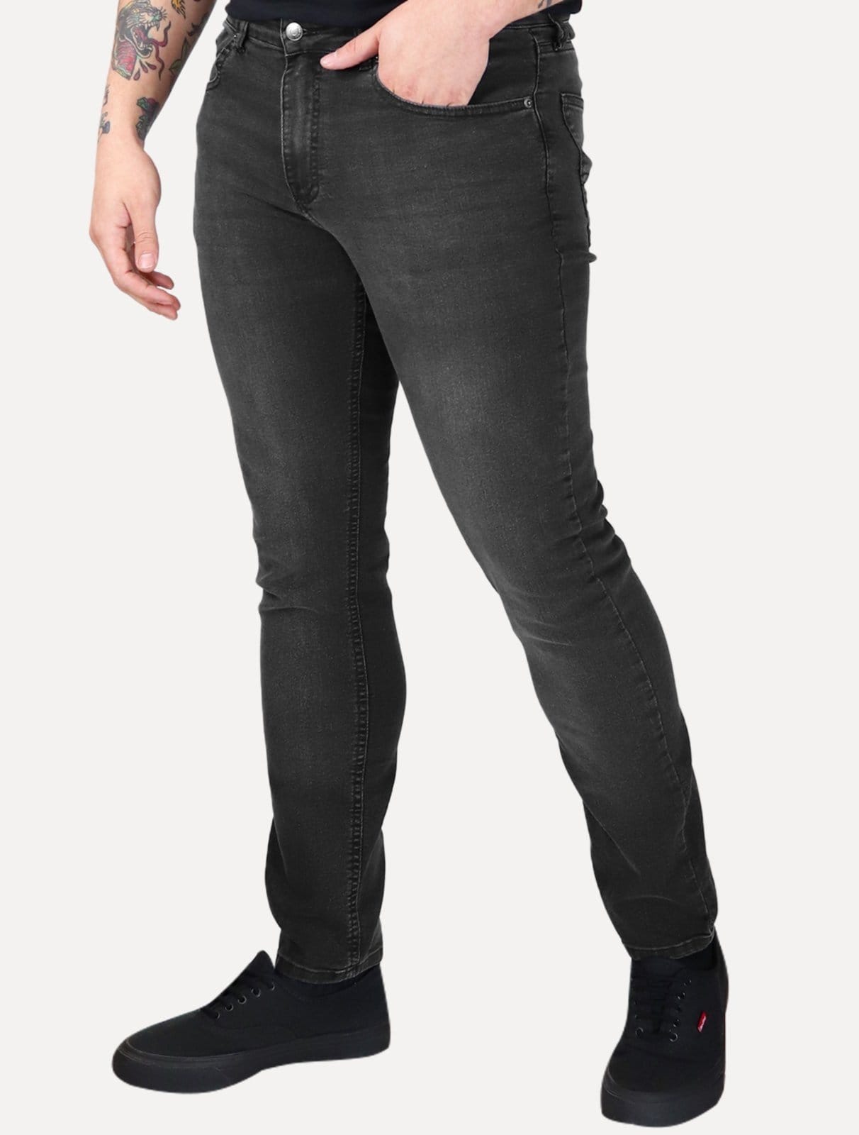 Vista principal Calça Tommy Jeans Masculina Slim Scanton Stoned Preta Tommy Jeans preto