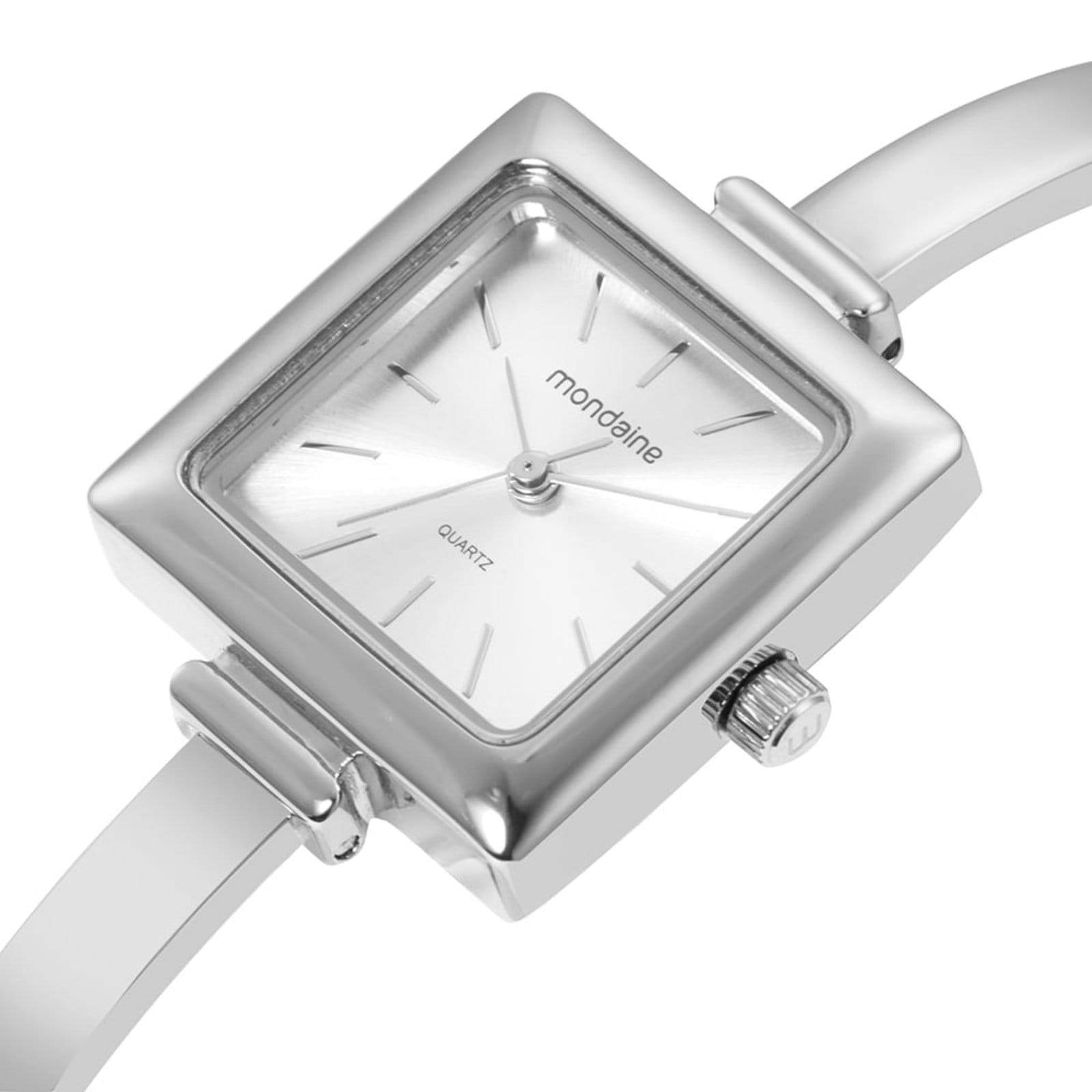 Vista 2 Relógio Feminino Quadrado Bracelete Mondaine prata
