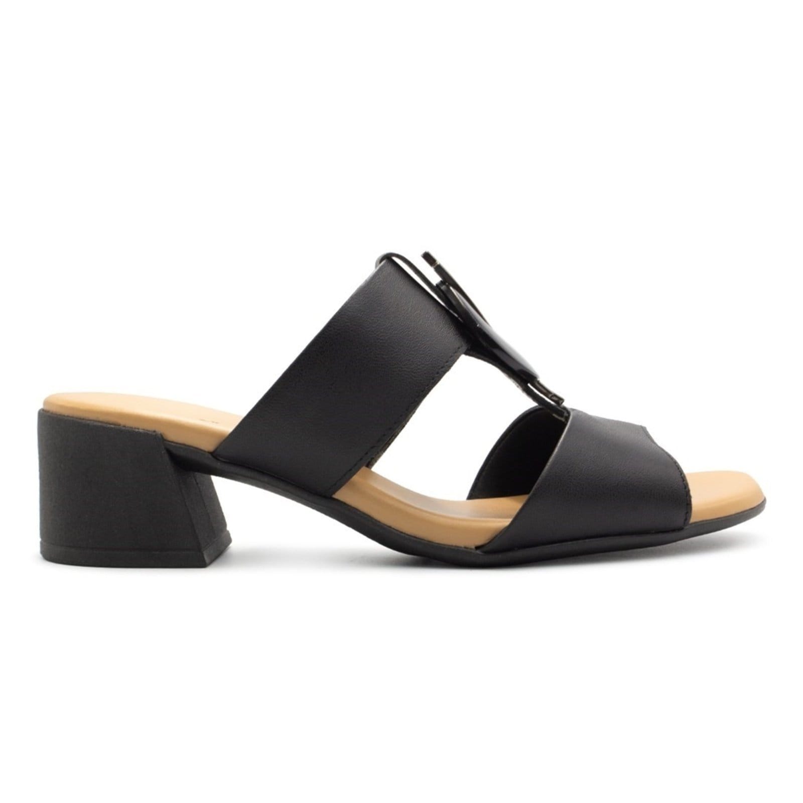 Tamanco Usaflex Feminino Couro Salto Bloco Bico Quadrado Casual AL2003