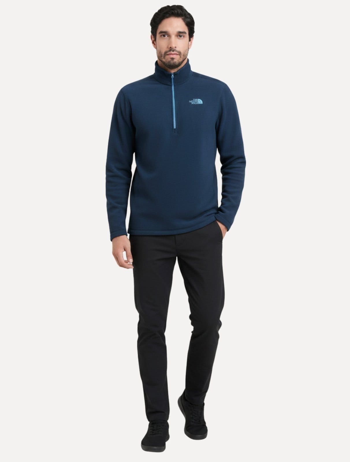 Vista 2 Blusa The North Face Fleece TKA 100 Glacier 1/4 Zip Mono Logo The North Face azul marinho