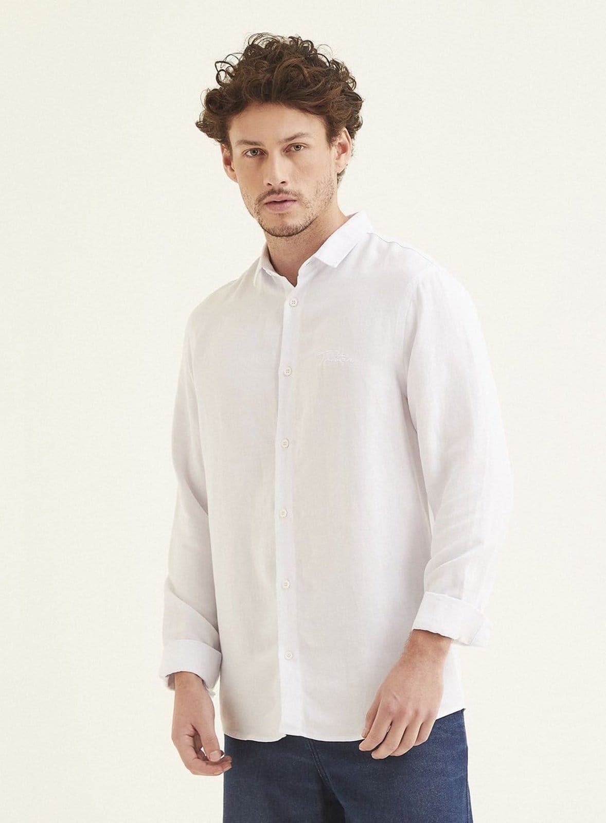 Vista principal Camisa Masculina Linho Casual Triton Triton branco