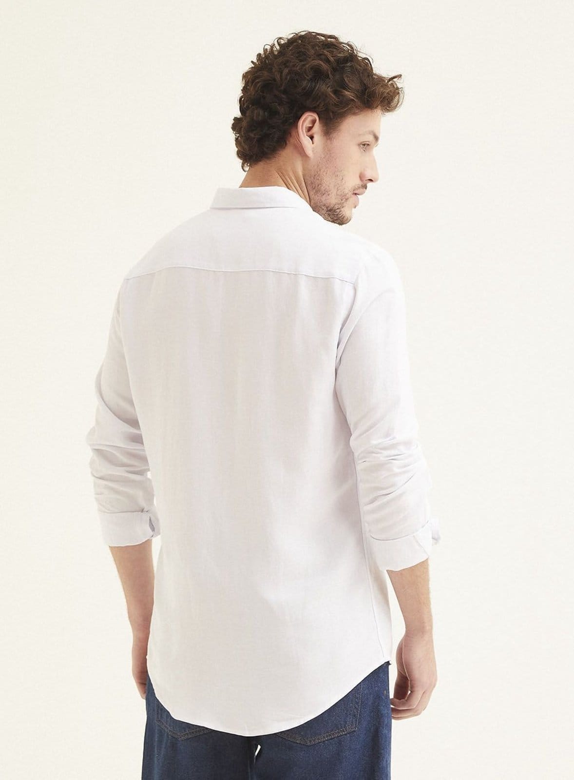 Vista 2 Camisa Masculina Linho Casual Triton Triton branco