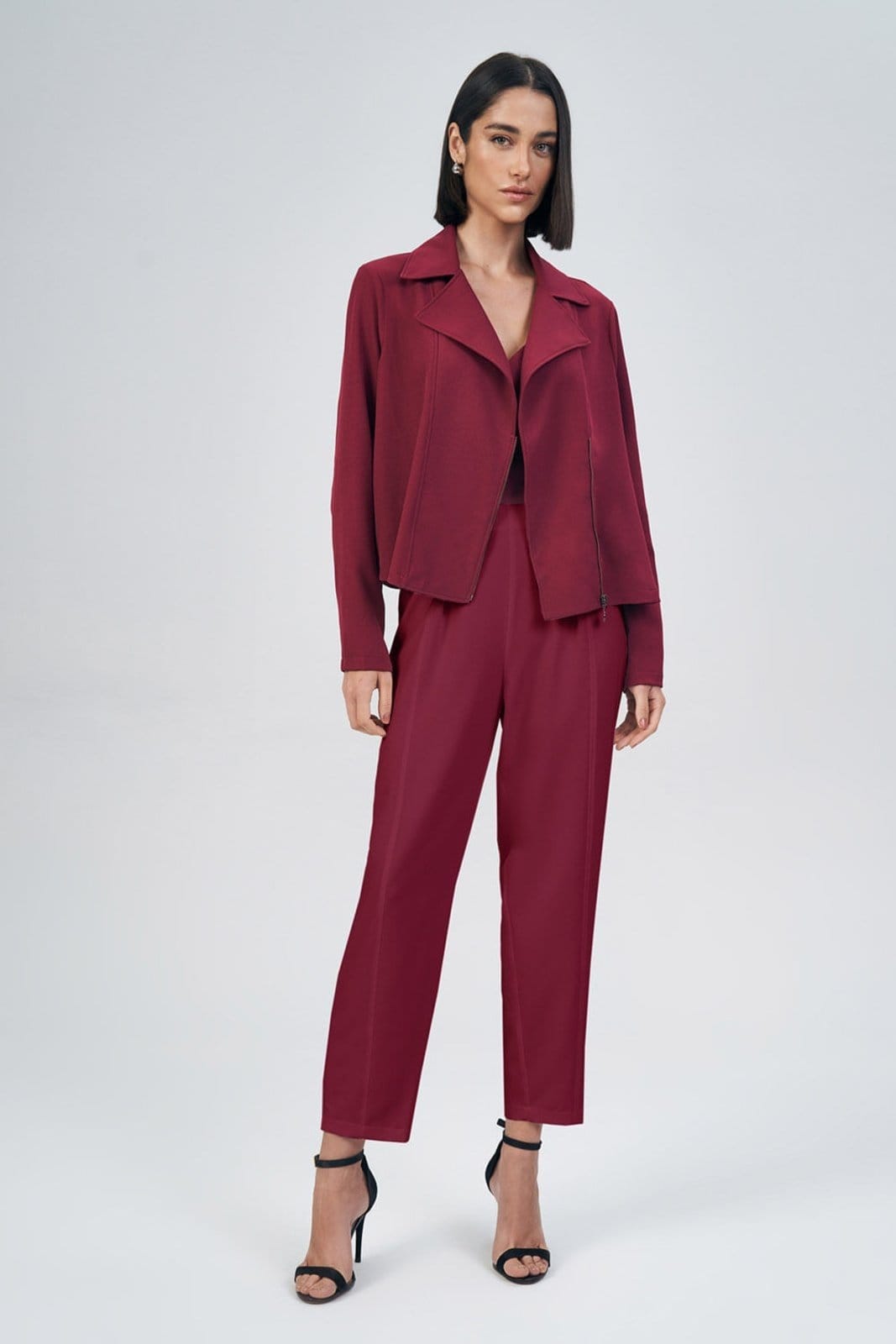 Vista 2 Calça Reta Costura Aparente Feminina Acostamento ACT FEMININO vinho