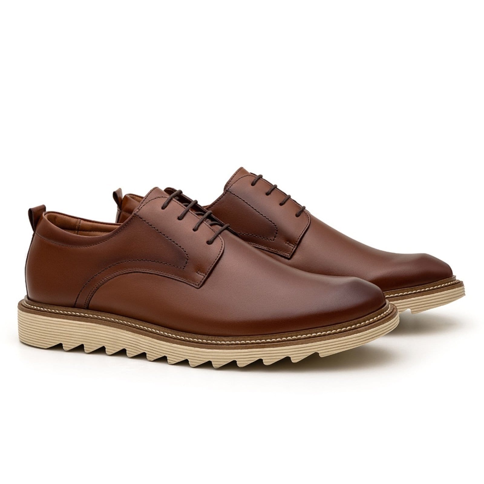 Sapato Derby Masculino Sapatofran Joabe em Couro Havana