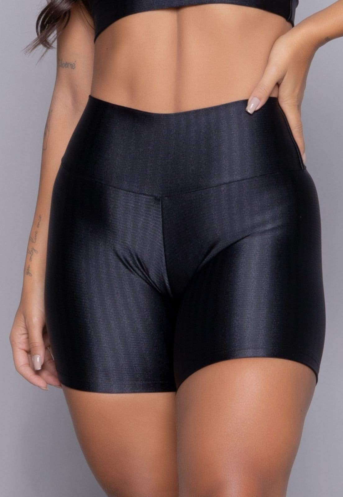 Vista principal Short New Zig Wls Modas Compressão 3D Fitness Ikat WLS Modas preto