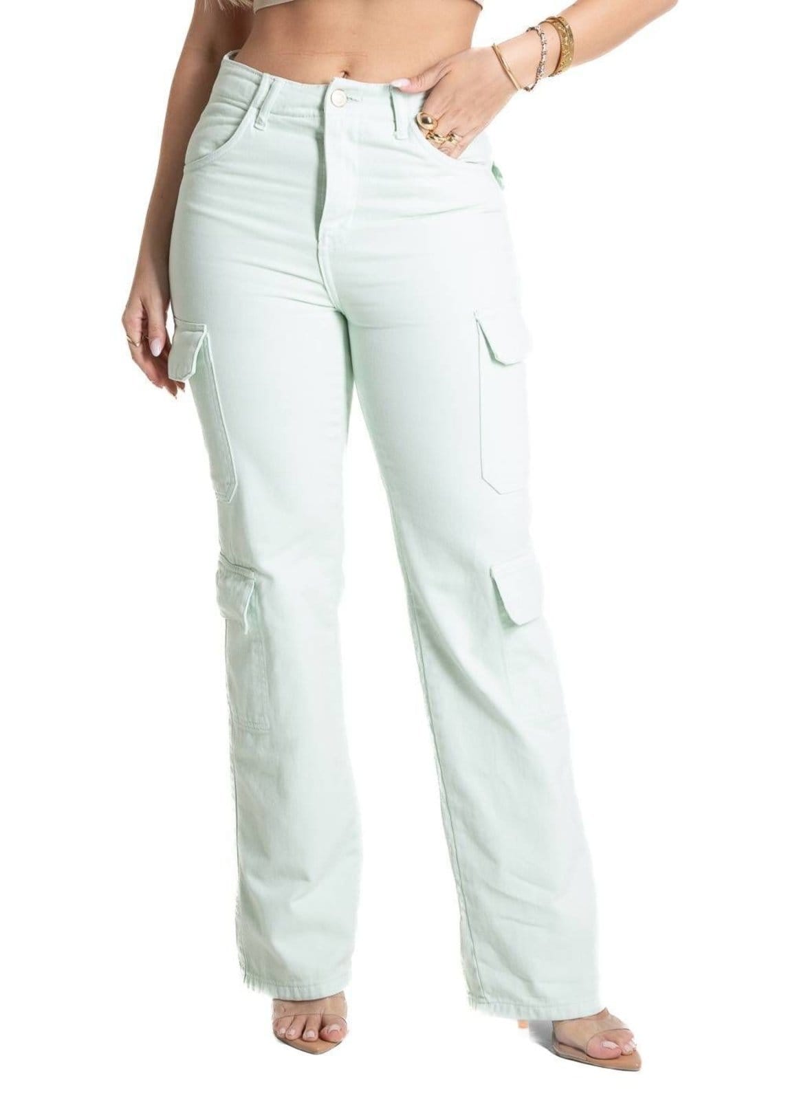 Vista principal Calça Sarja Sawary Reta - 281968 Sawary verde