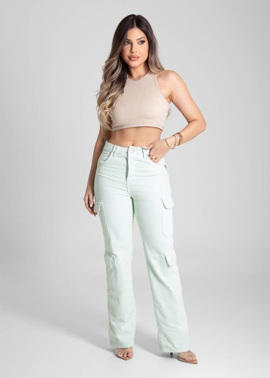 Vista 2 Calça Sarja Sawary Reta - 281968 Sawary verde