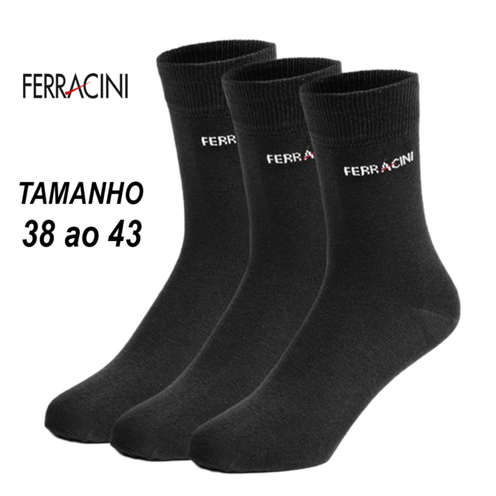 Vista 2 Kit 3 Meias Cano Longo Ferracini Bl Sport Algodão FERRACINI preto