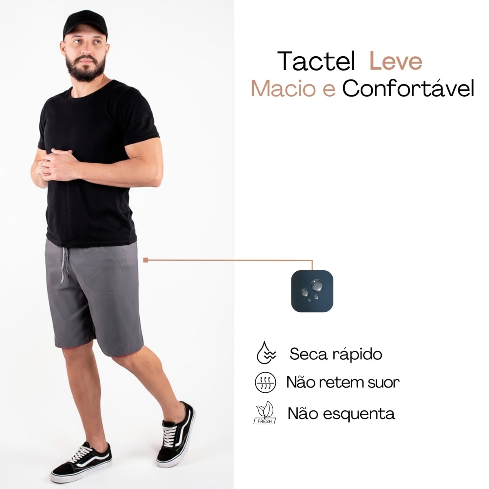 Vista 2 Bermuda Detalhe Na Barra Masculina Frent`s Short Treino Casual Esporte Frent's cinza/grafite