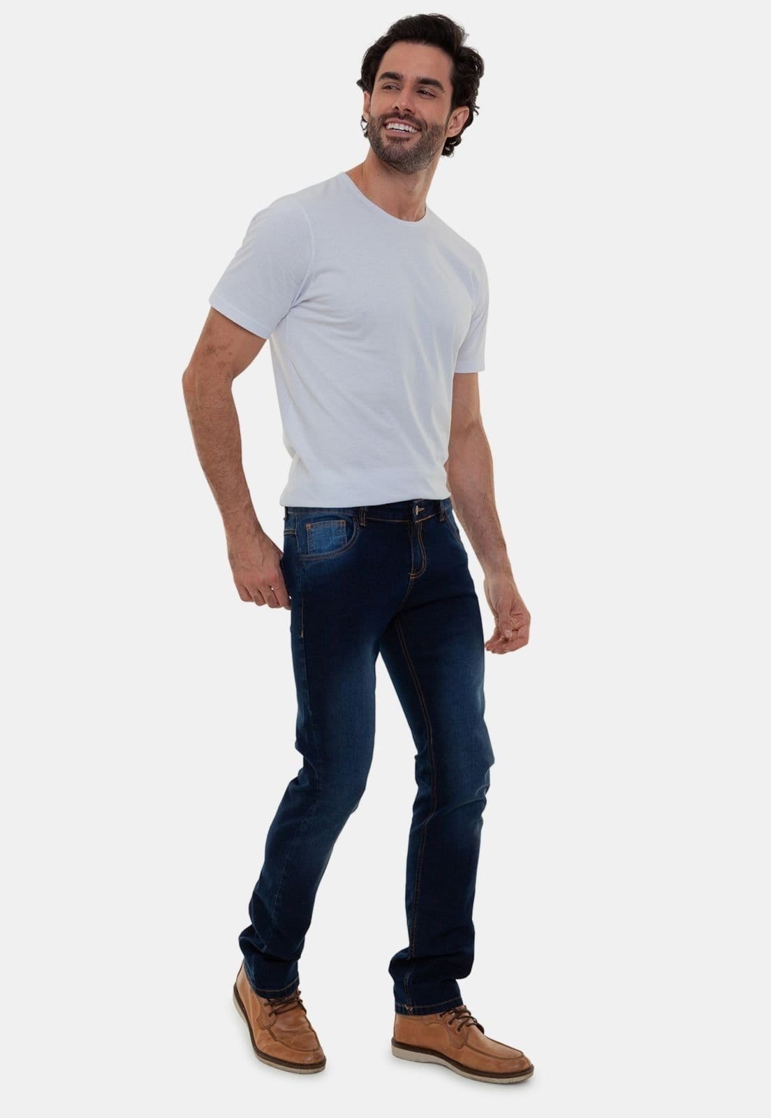 Vista 2 Calça Jeans Masculina Versatti Slim Tradicional Porto Versatti Jeans azul