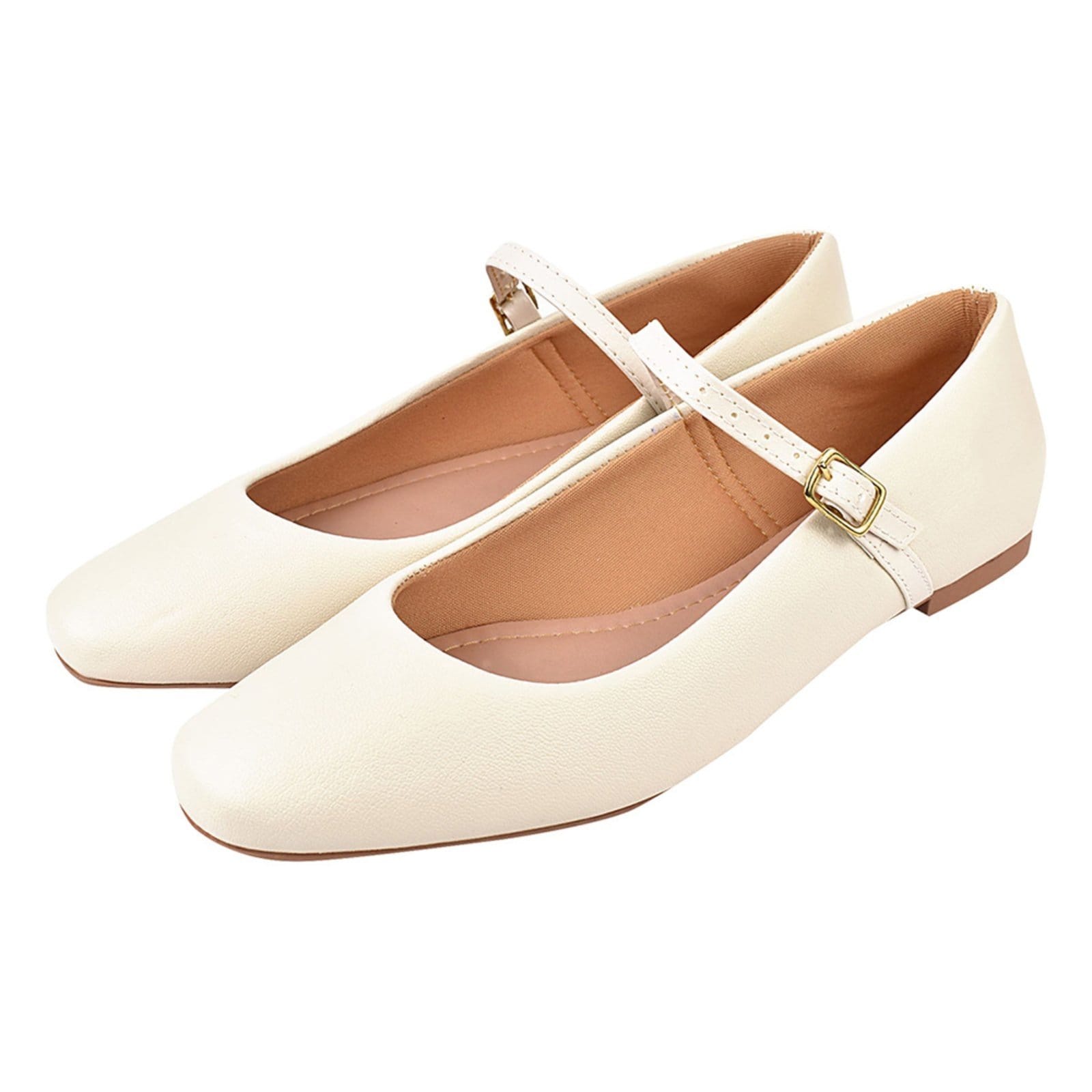 Sapatilha Feminina Boneca Bailarina Donatella Shoes Bico Quadrado Clássica Off White