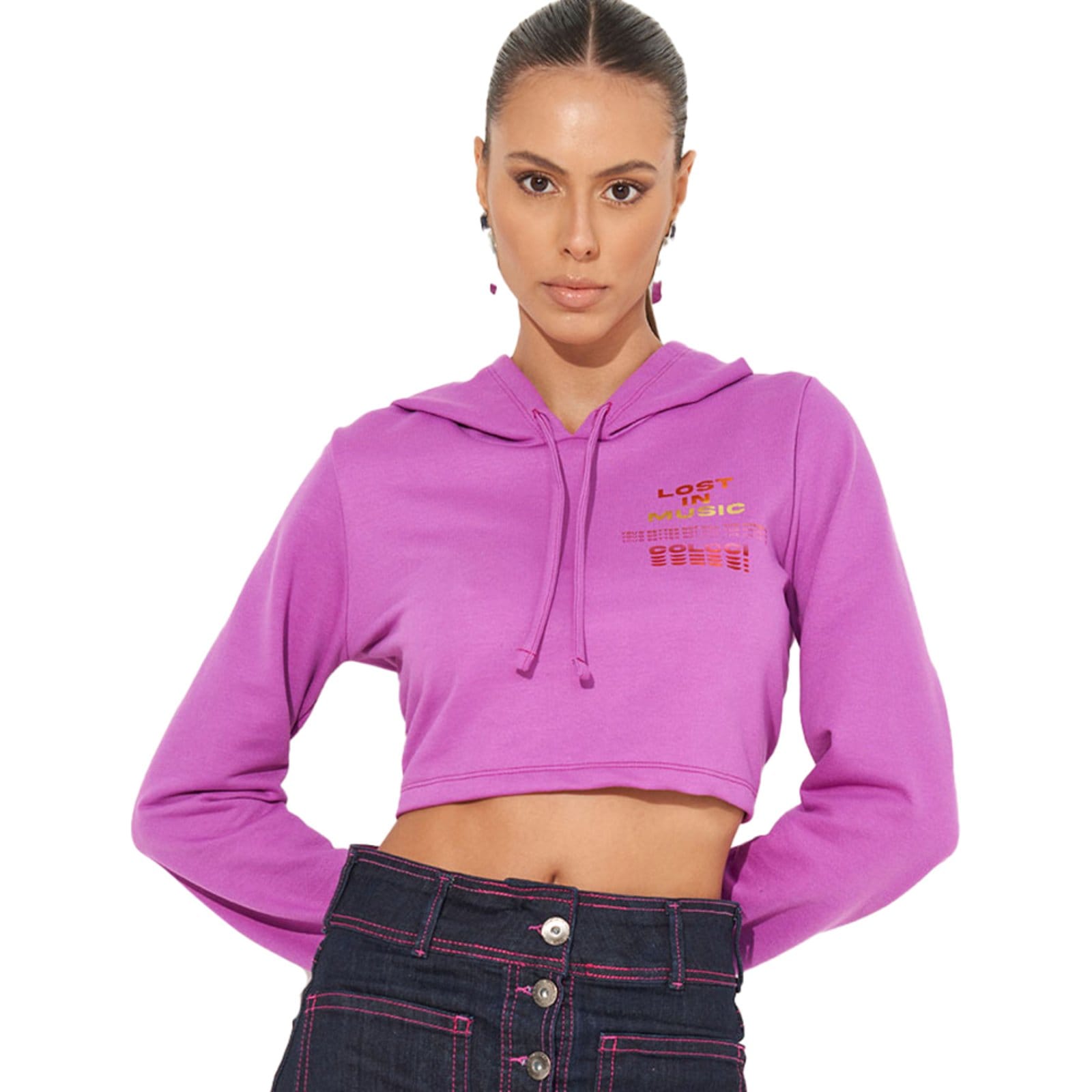 Vista principal Moletom Colcci Comfort Com Capuz IN23 Feminino Colcci lilás