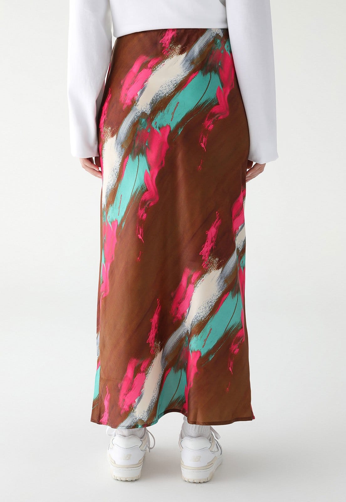 Vista 2 Saia TOPSHOP Midi Estampada Topshop marrom