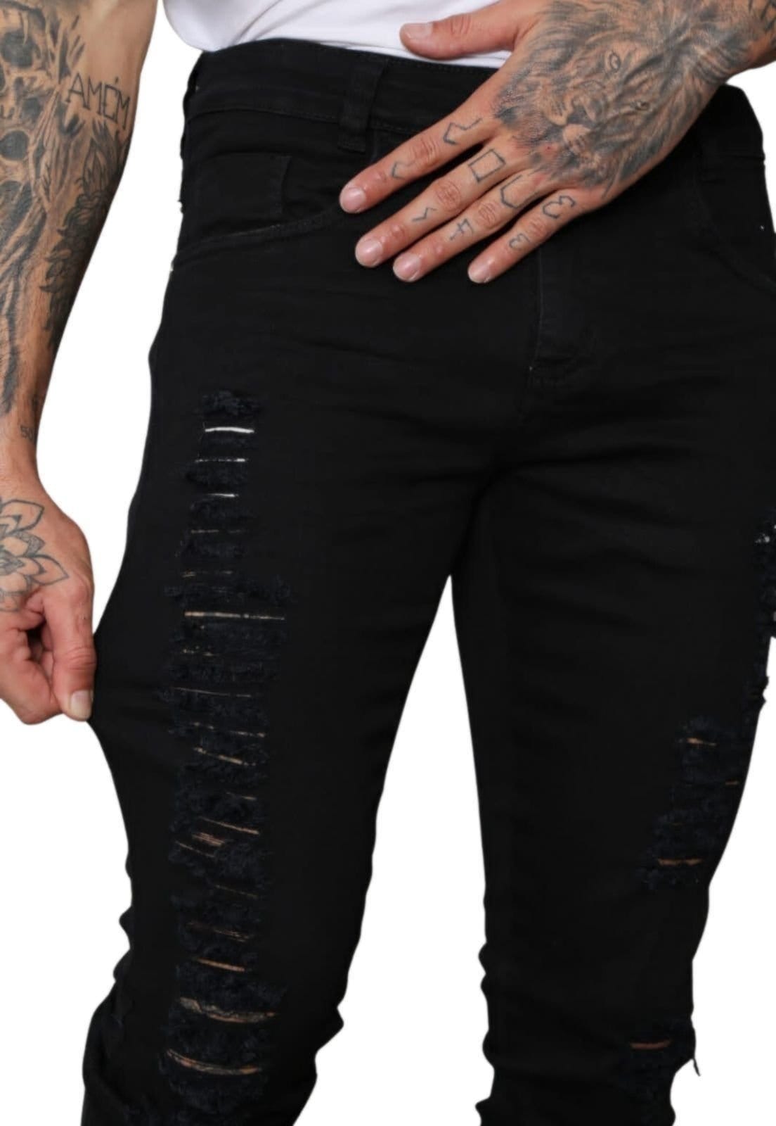 Vista 2 Calça Masculina Alleppo Rasgada Washington Alleppo Jeans preto