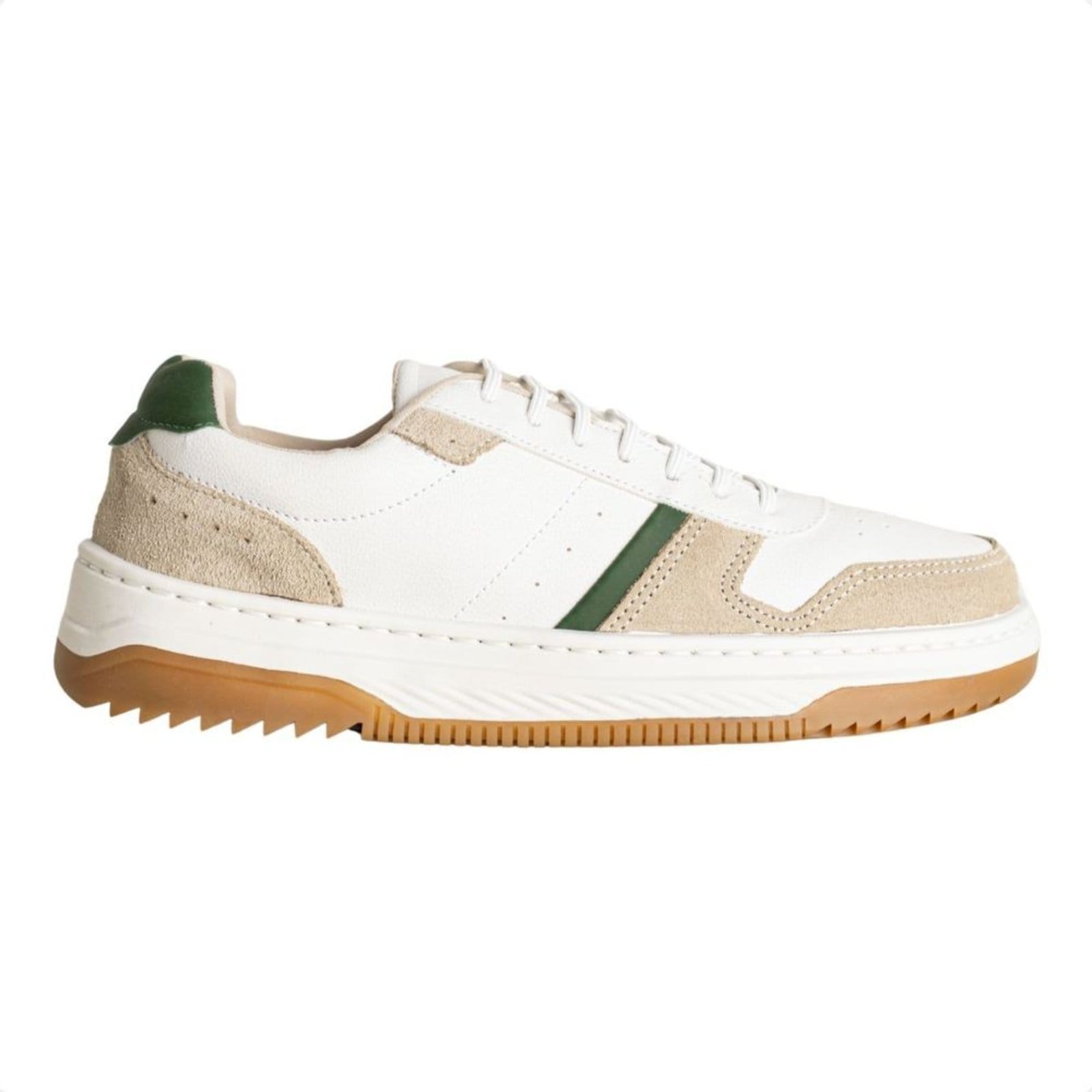 Sapatênis Enzo Ribeiro Branco Com Verde E Tons Areia