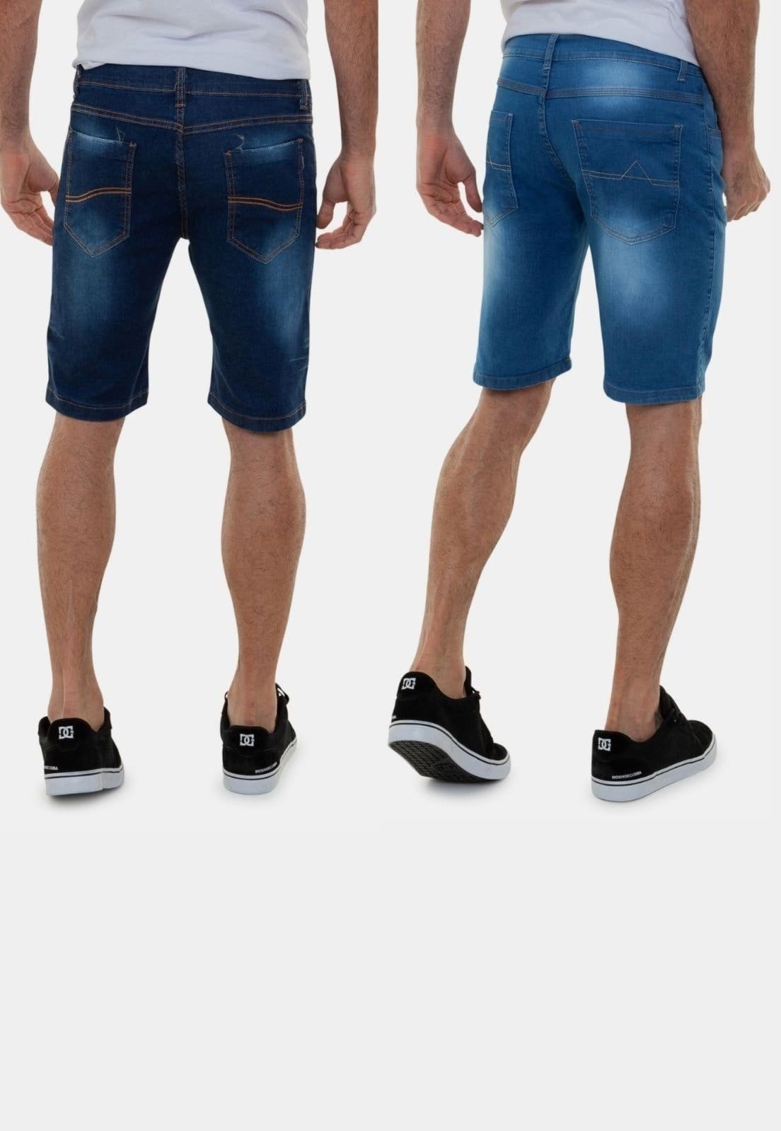 Vista 2 Kit 2 Bermuda Jeans Tradicional Versatti Cancun Versatti Jeans azul