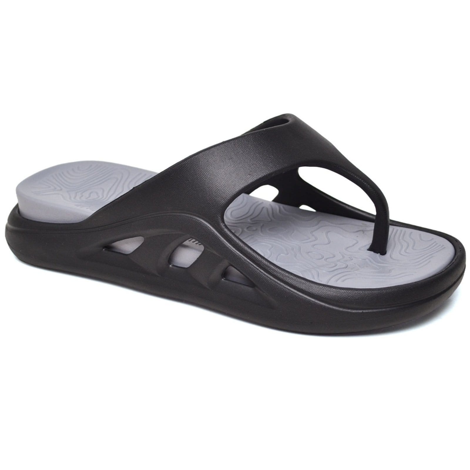 Vista 2 Chinelo Relaxado Dedo Nuvem Masculino em EVA Expandido com Design Anatômico e Estrutura Ventilada Relaxado preto