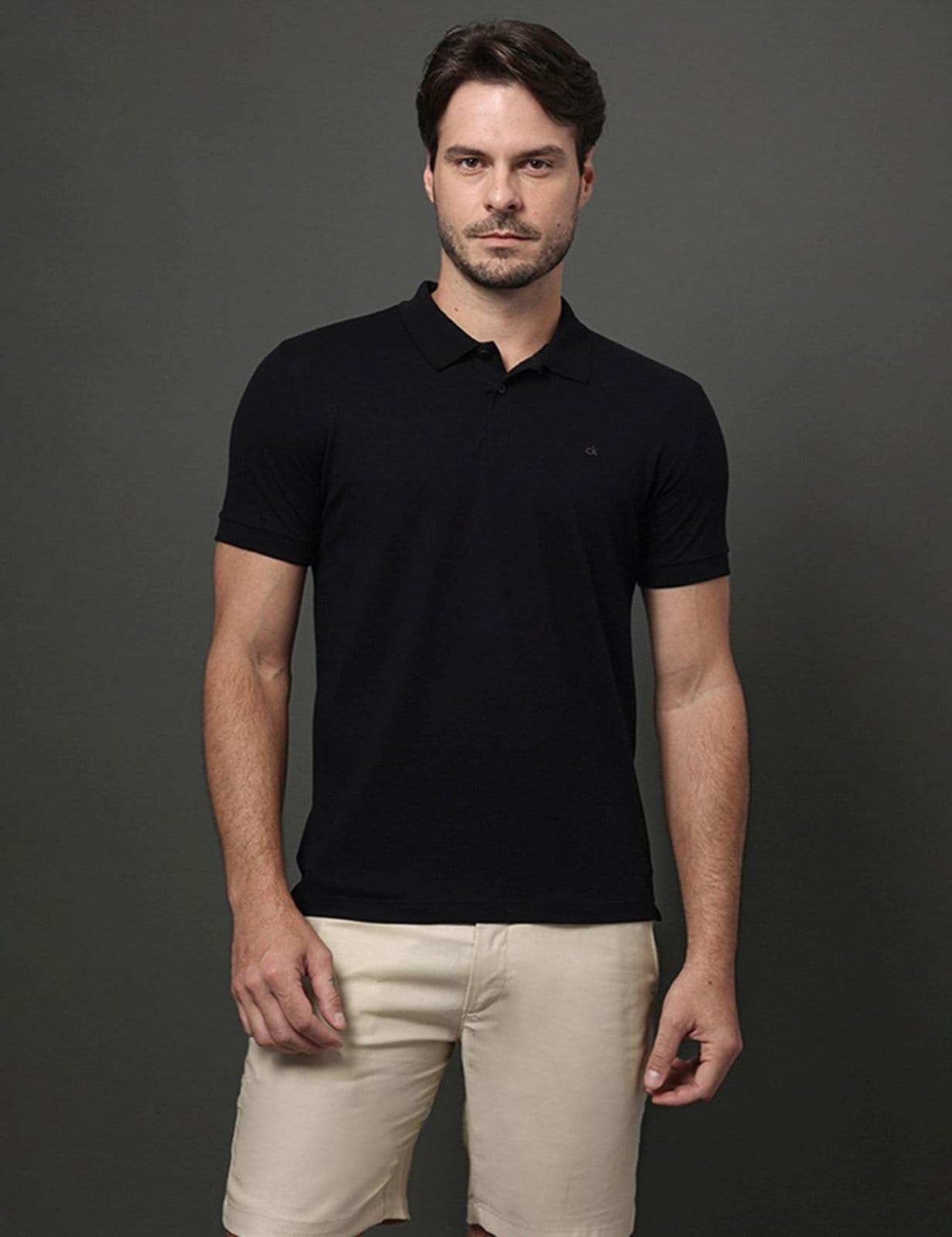 Polo Masculina Slim Meia Malha Pima Calvin Klein