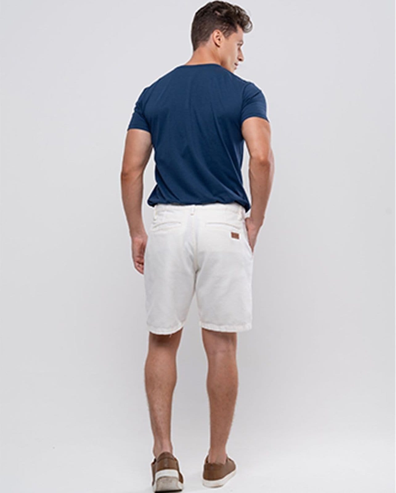 Vista 2 Bermuda Sarja Chino Masculina Básica 24291 Off White Consciência off-white white