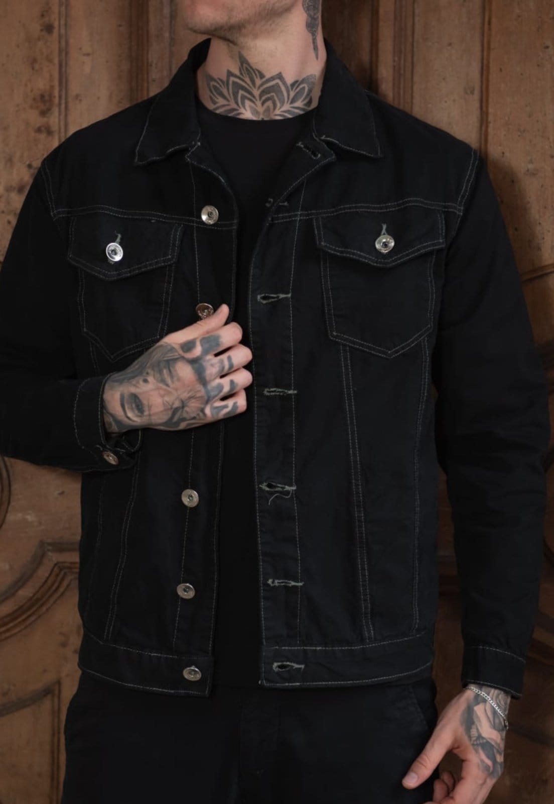 Jaqueta Preta Linha Invertida Sarja Masculina Alleppo Jeans Taiwan