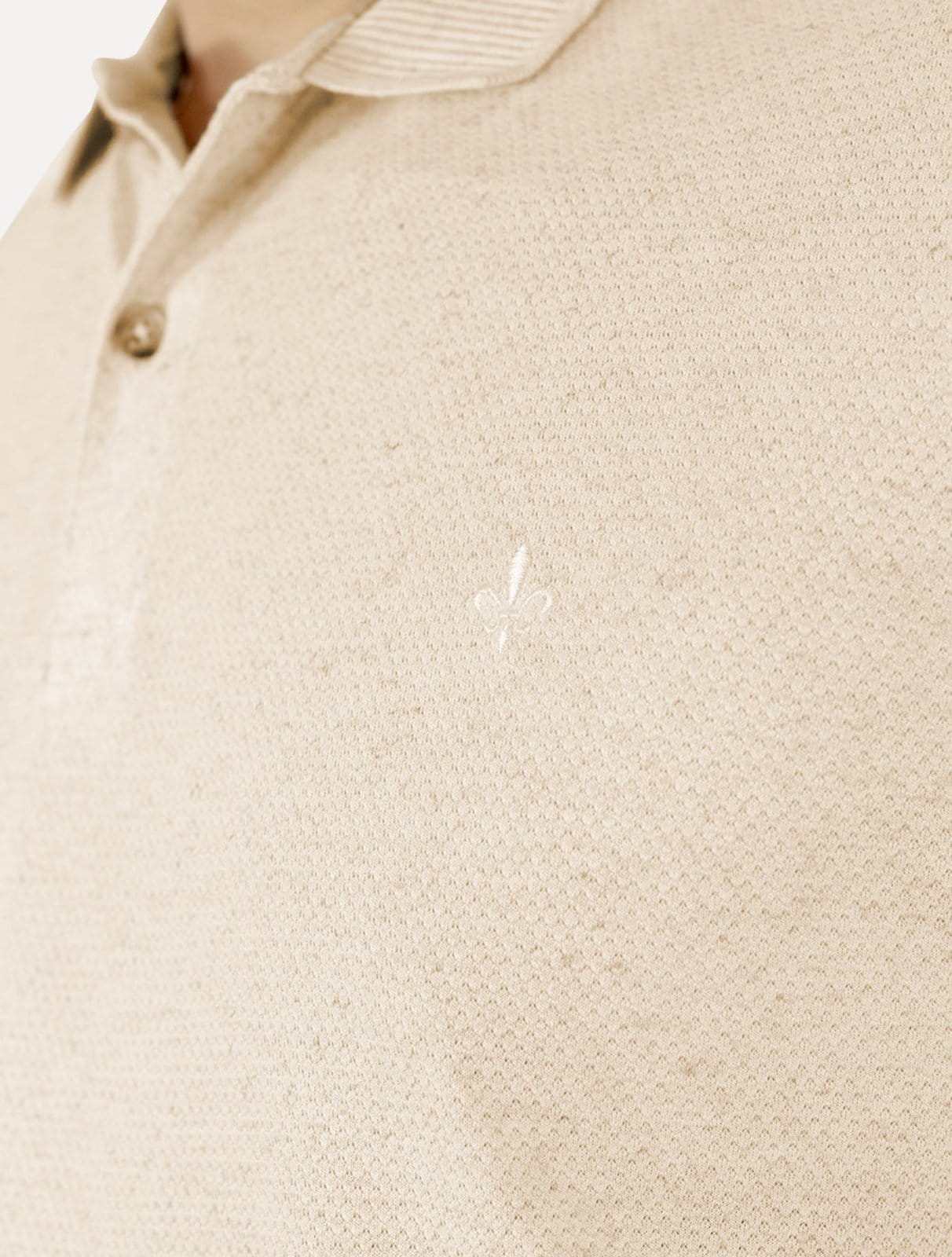 Vista 2 Polo Dudalina Masculina Malha Favo Linho Claro Dudalina cáqui