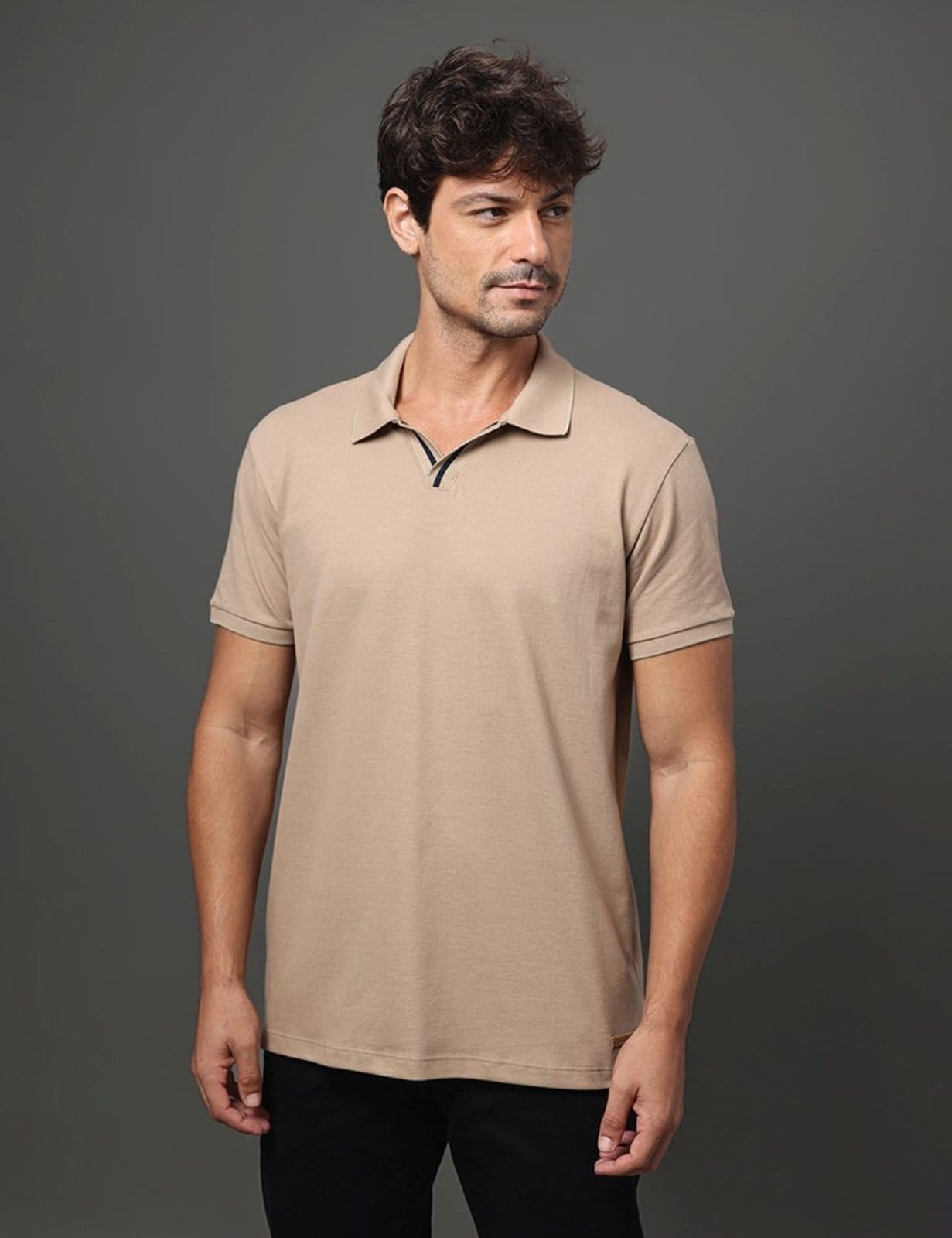 Polo Masculina Listras Calvin Klein Jeans - Caqui Medio