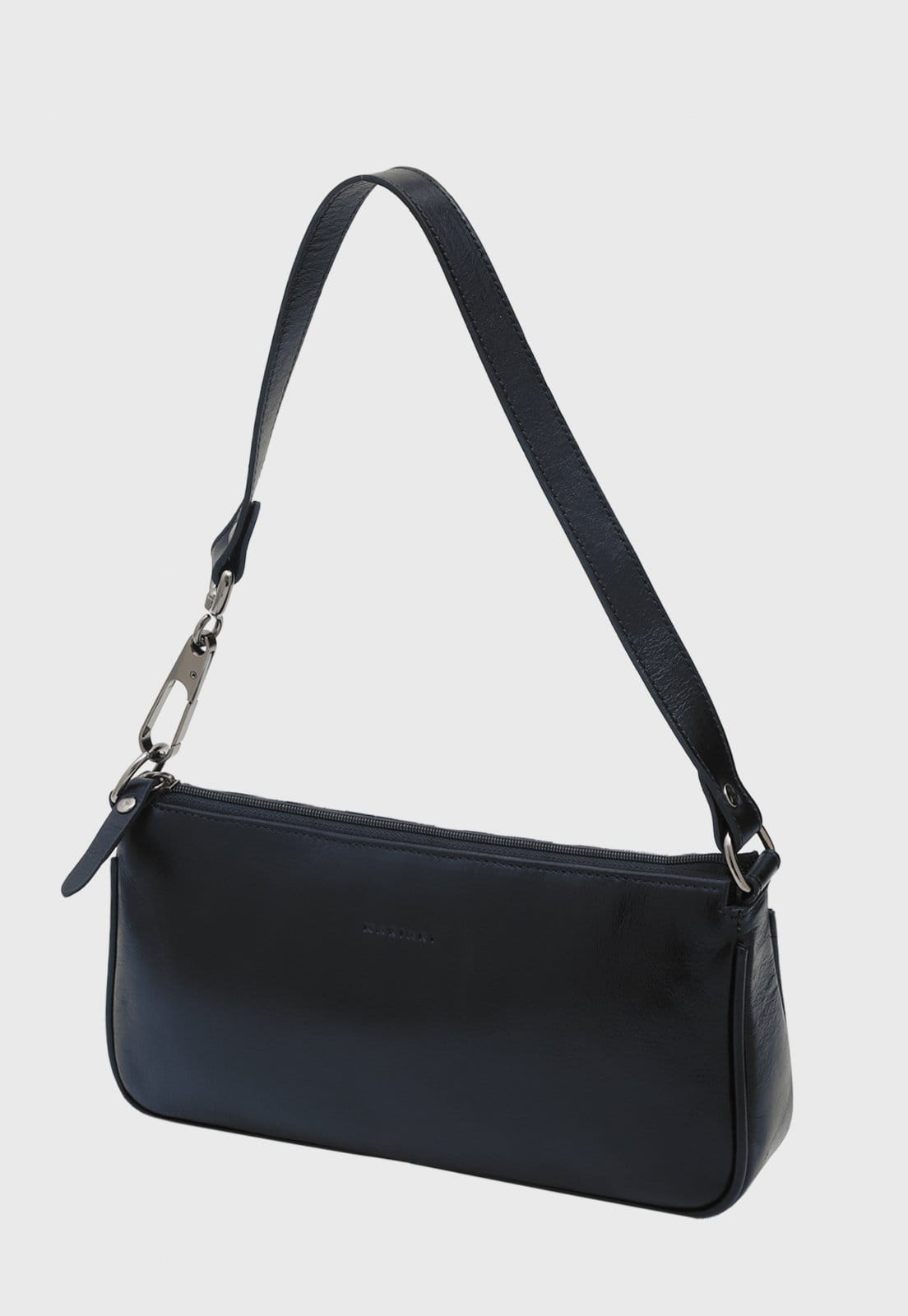 Bolsa Shoulder Couro Mariart Cacau Preta Metalizada