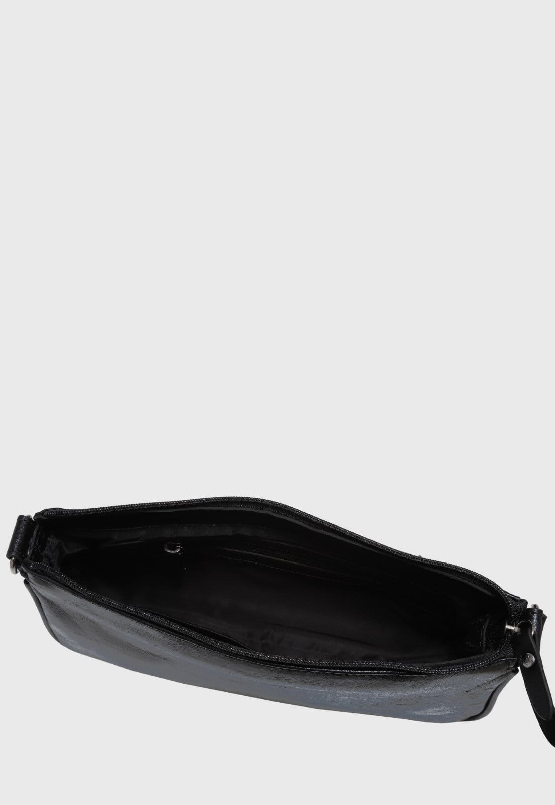 Vista 2 Bolsa Shoulder Couro Mariart Cacau Preta Metalizada Mariart preto