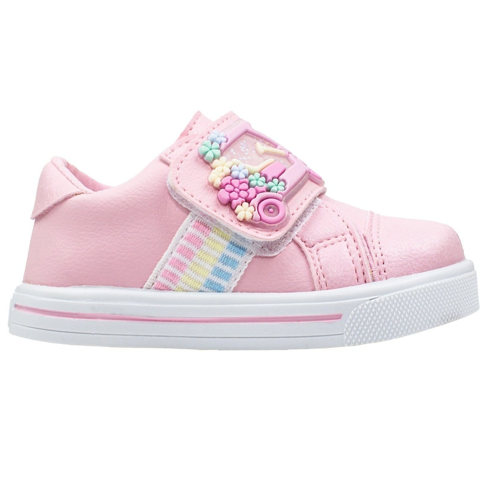 Vista 2 Infantil - Tênis Linda Jú Menina Delicado Flores Colorido Fofinho Star Confortável 20 ao Linda ju rosa