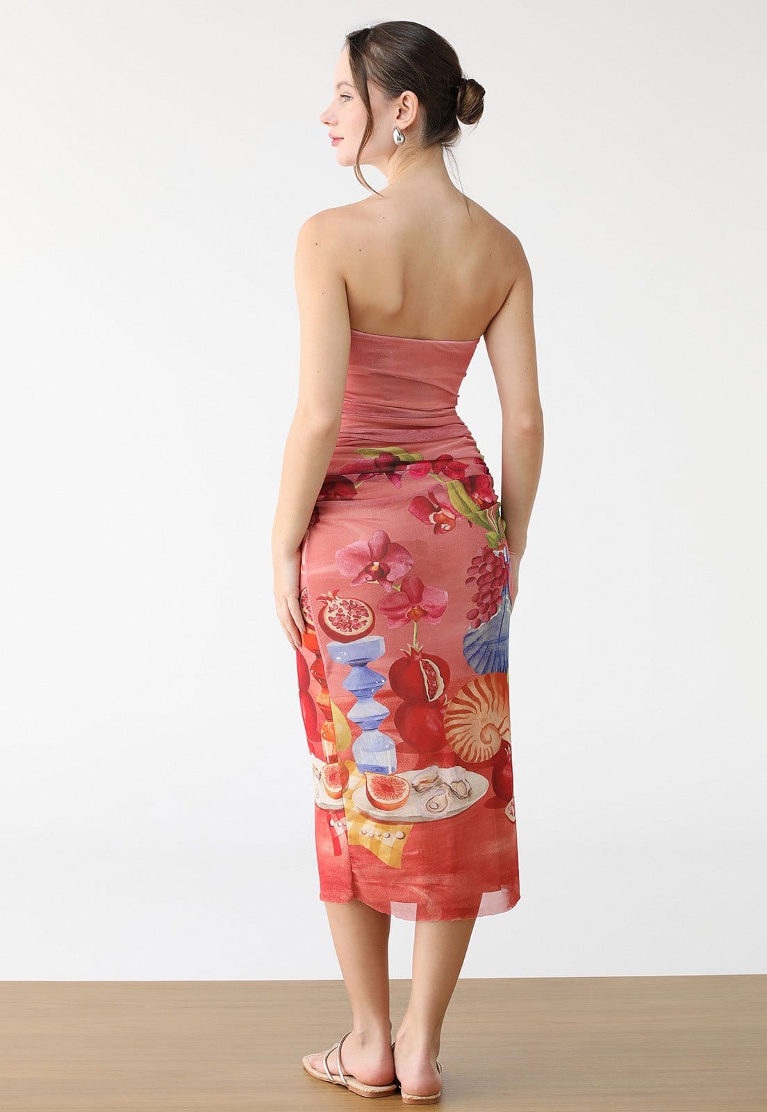 Vista 2 Vestido FARM Midi Afrodite FARM rosa