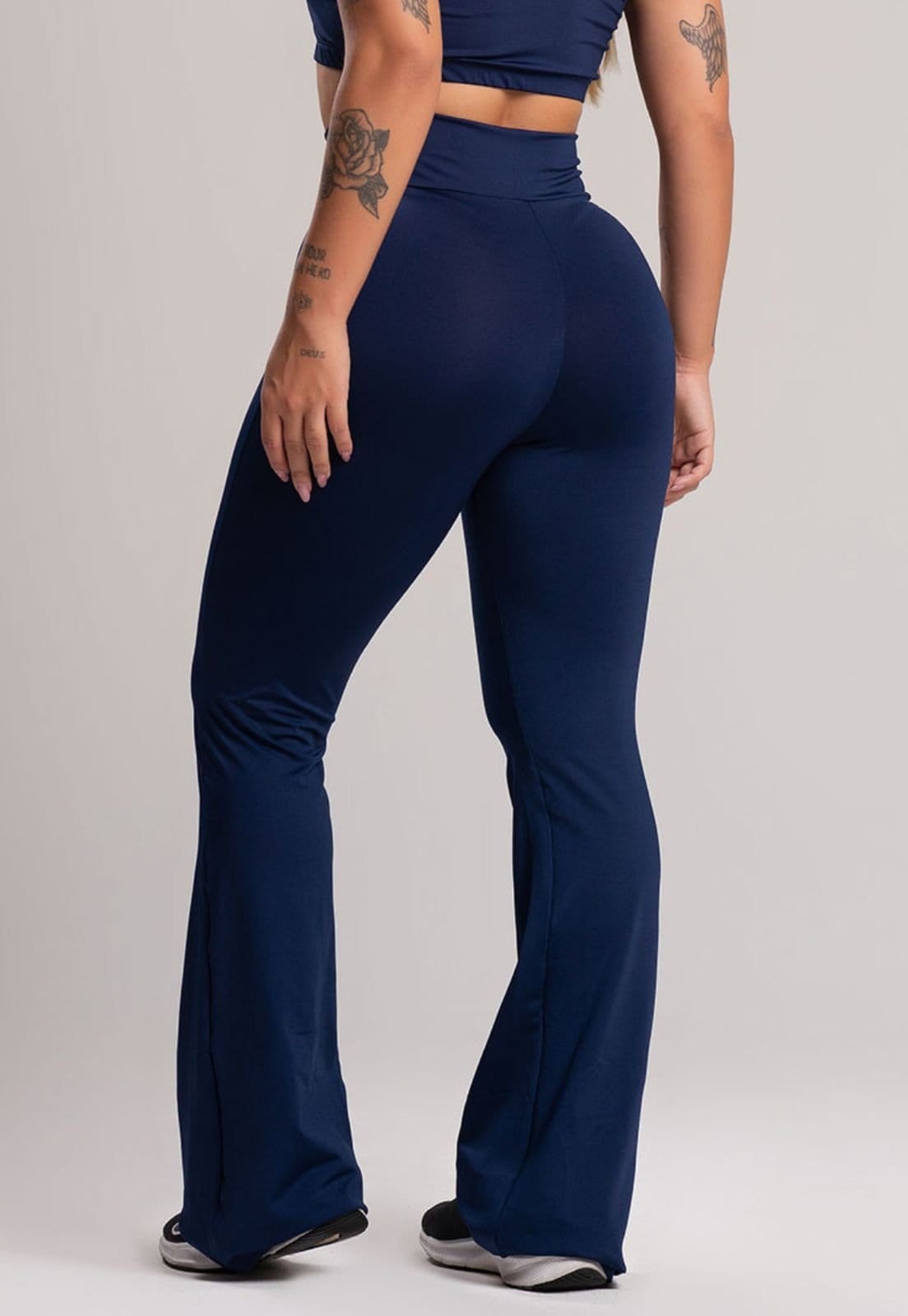 Vista 2 Calça MVB Modas Feminina Flare Pantalona Suplex Marinho Mvb Modas azul/azul marinho azul