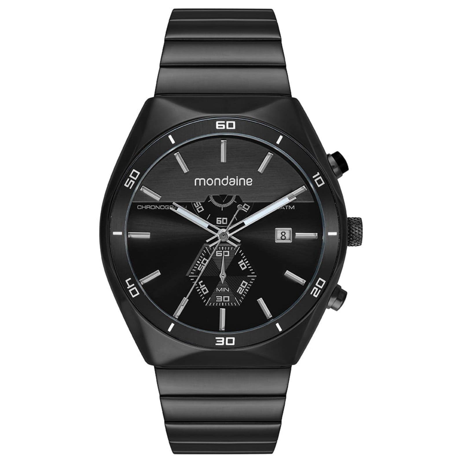 Vista principal Relógio Masculino Cronógrafo Mostrador em Camadas Mondaine preto