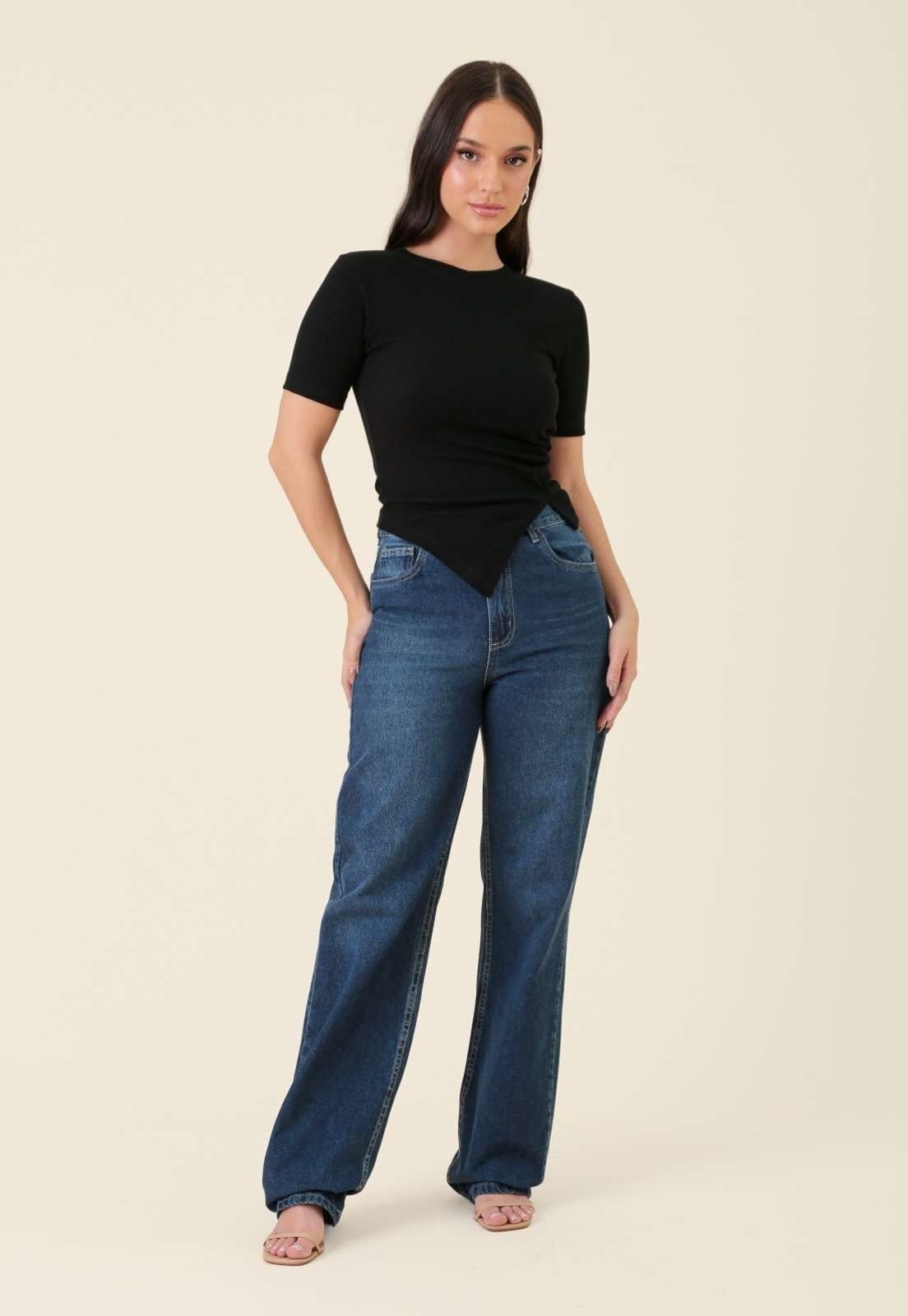 Calça Jeans Pop Me Reta Escuro