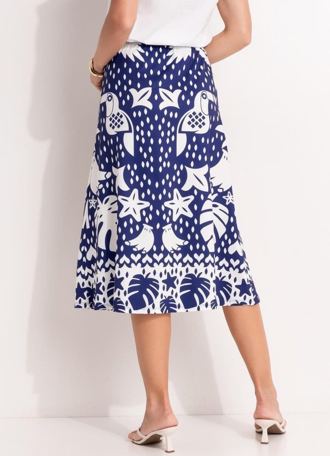 Vista 2 Saia Em Malha Fria Quintess Barrado Quintess azul