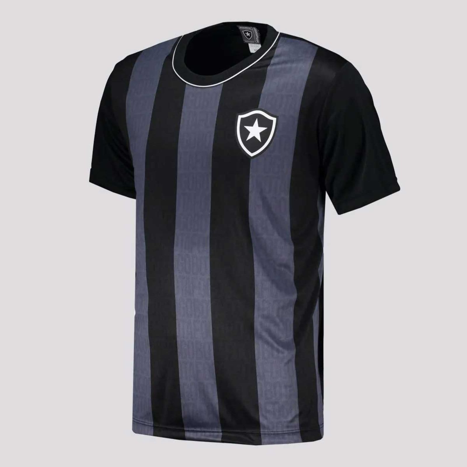 Vista 2 Camisa Botafogo Intenso Preta e Cinza braziline preto