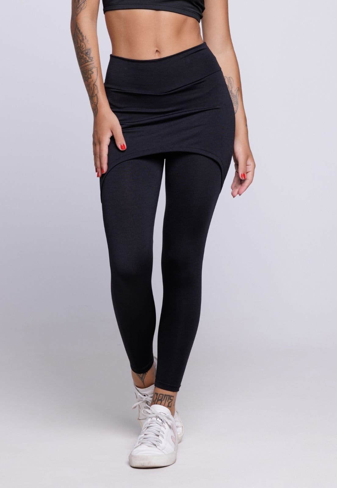 Vista principal Calça Legging Saia Vekyo Lisa Azul Preto VEKYO preto azul