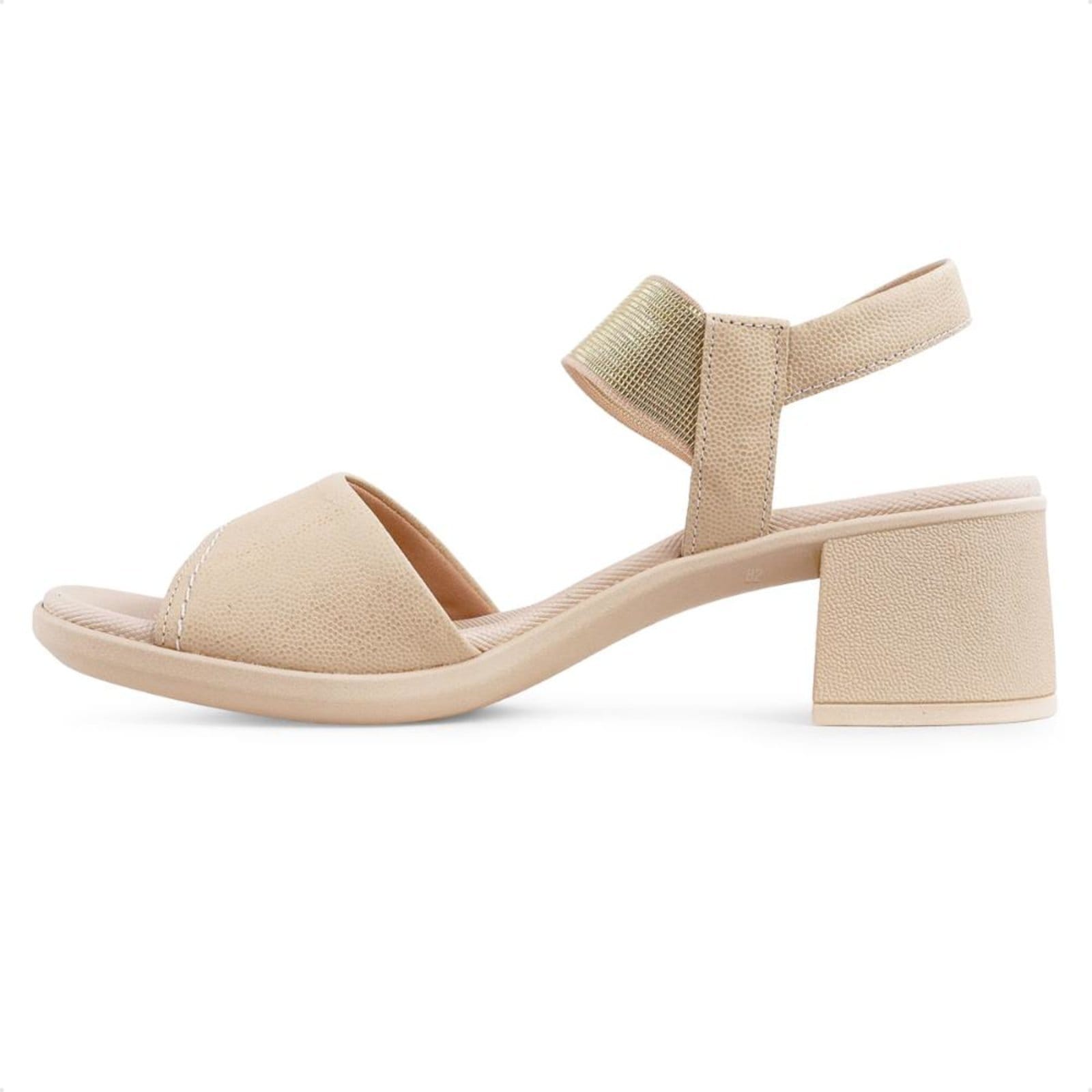 Vista 2 Sandália Usaflex Salto Bloco Tira Elástico Feminina Usaflex bege